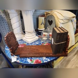 Vintage Carved Wood Expandable Book Holder, Beautiful!
